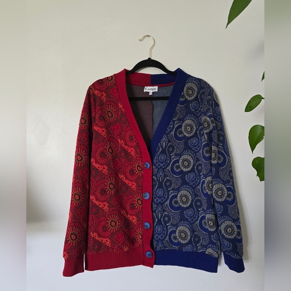 Kahindo Windhoek Womens Cardigan Sweater Size L Blue And Red - Picture 3 of 10